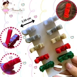 Kit com 10 Micro Laços Florzinha para bebês presilha toda forrada e com borrachinha antideslizante