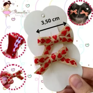 Micros Laços de Natal para Bebê Presilhas Forradas Antideslizante 3,5 cm Kit Especial Fofo Natalino Luxo Bebê Acessório
